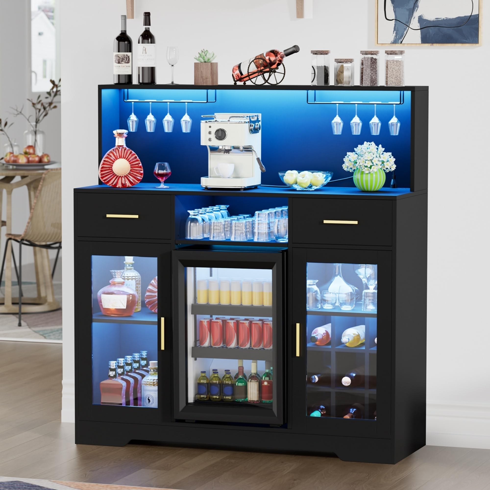 Home Bar And Fridge - Kabinet Kulkas Mini dengan Penyimpanan, Kabinet