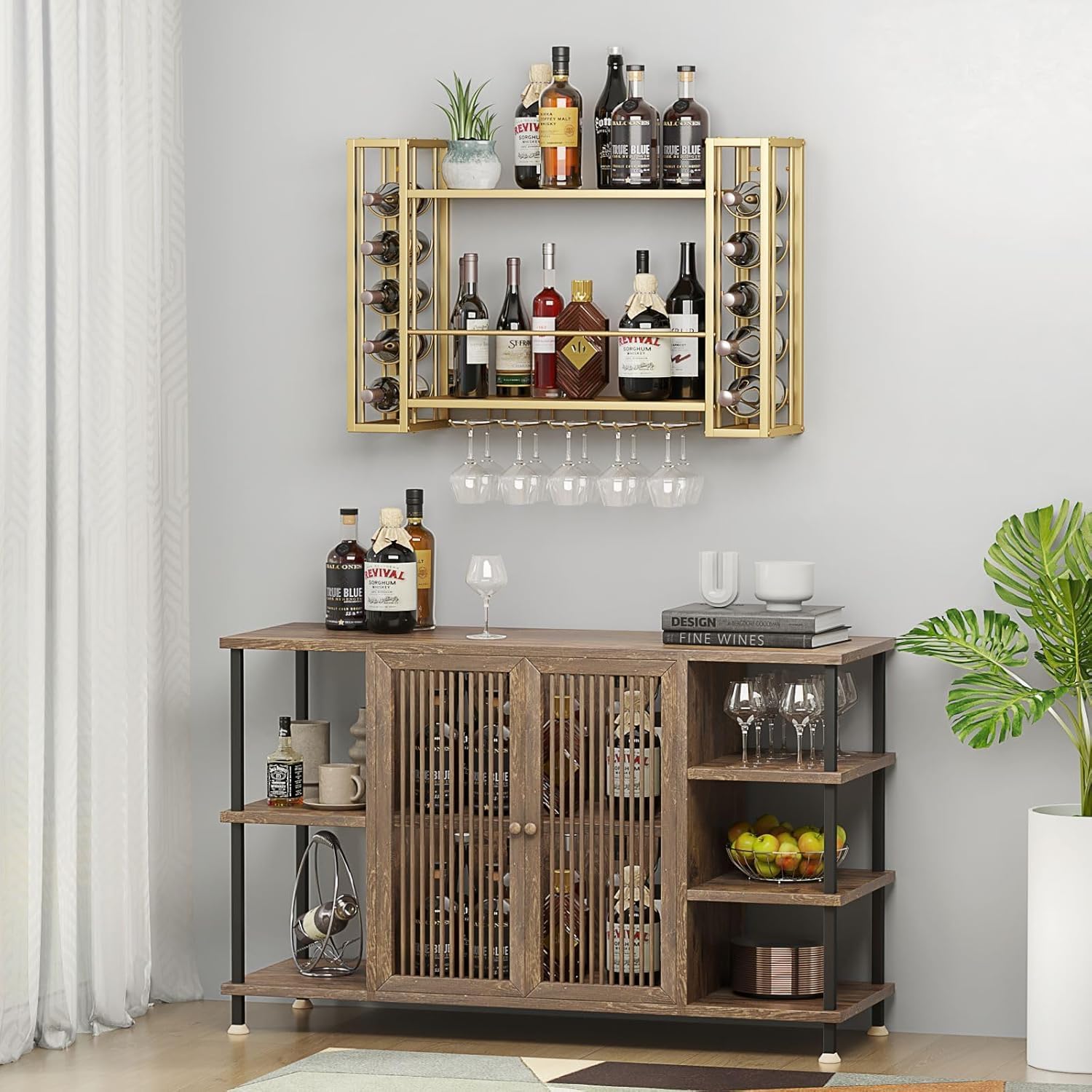 Rak Anggur yang Dipasang di Di - Home Bar Shelf ulasan dan harga